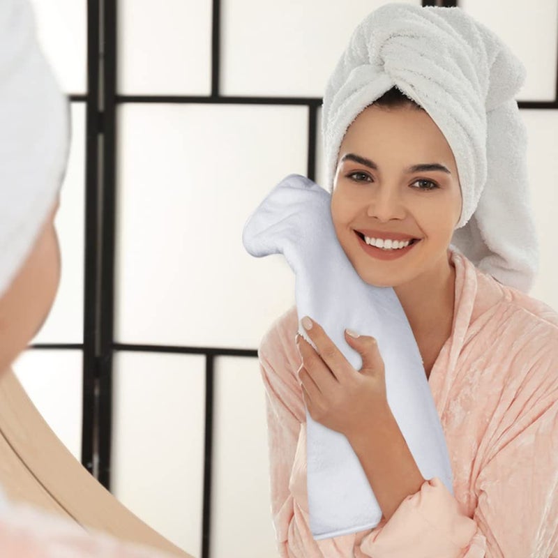 SINLAND Microfiber Hand Towels for Bathroom Super Soft Washcloth for Home Spa Sports Face Towels Hair Towels 16Inch x 30Inch White 3Pack - Image 3